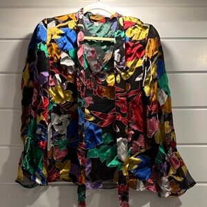 Alice + Olivia Multicolor Floral Sheer Blouse